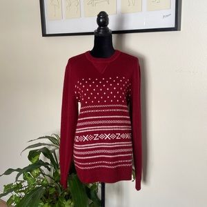 Adidas knit red print crew neck sweater